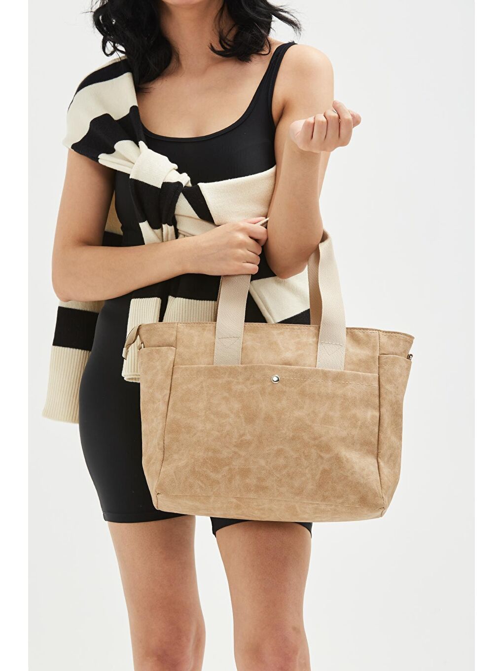 Uzun Askılı Milenanubuk Kadın Çapraz Çanta Bej-2