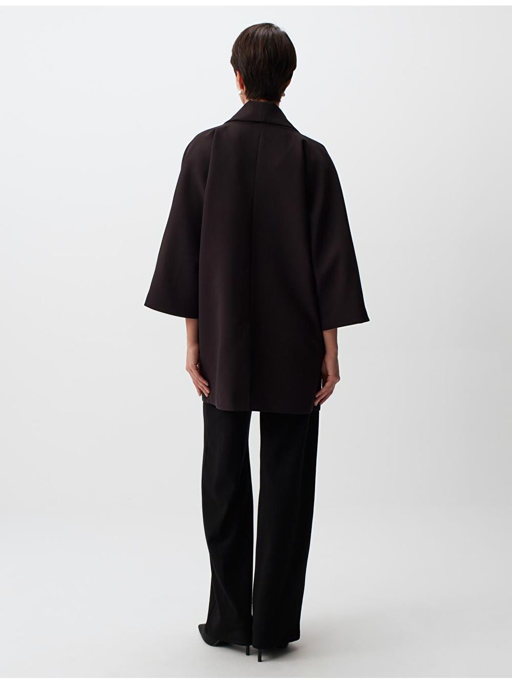 Siyah Truvakar Kol Şal Yaka Ceket-5