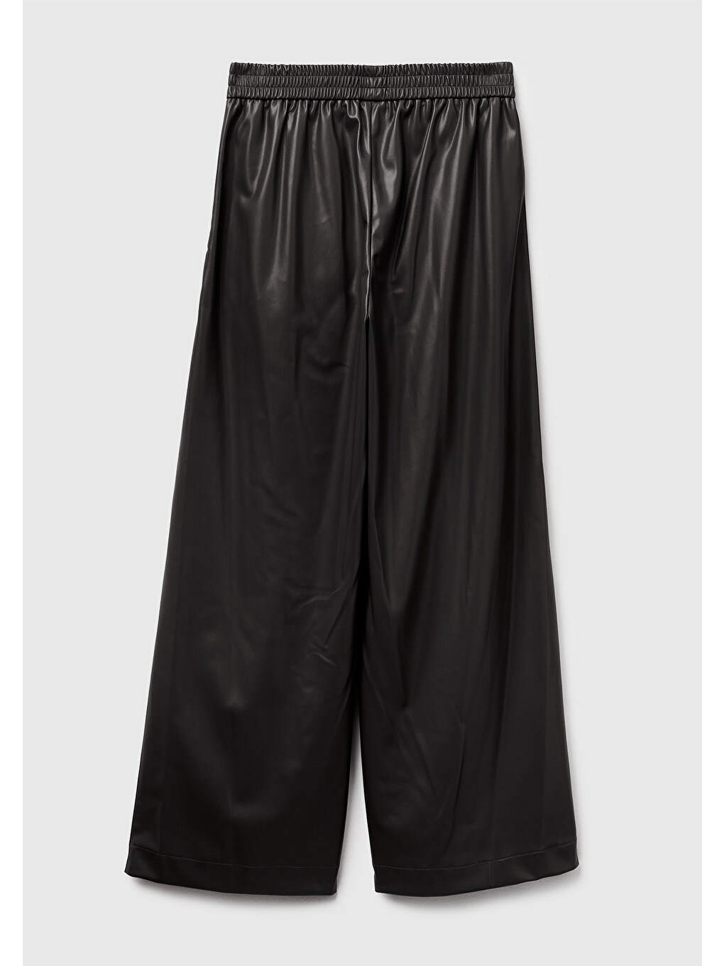 Kadın Siyah Beli Lastikli Büzgülü Geniş Paça Pantolon-3