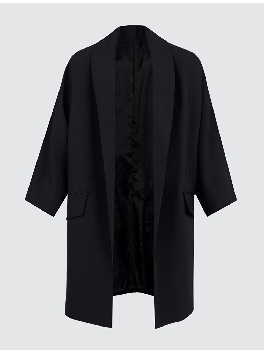 Siyah Truvakar Kol Şal Yaka Ceket-6