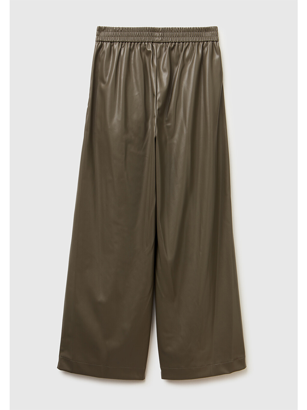 Kadın Haki Beli Lastikli Büzgülü Geniş Paça Pantolon-3