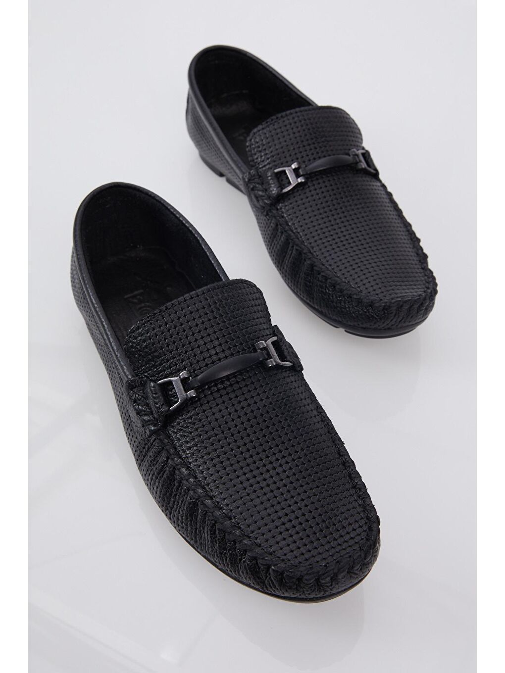 Erkek Siyah Toka Detaylı Rahat Kalıp Hakiki Deri Loafer