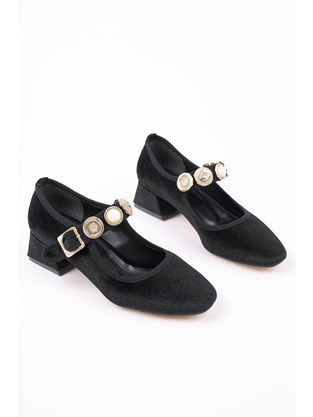 Siyah PREETİ Broş Detaylı Tek Bantlı Günlük Kadın Topuklu Ayakkabı-3