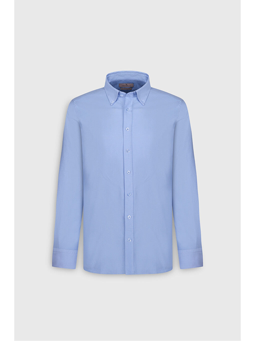 Erkek Açık Mavi Slim Fit Dar Kesim %100 Pamuk Düğmeli Yaka Oxford Gömlek-5