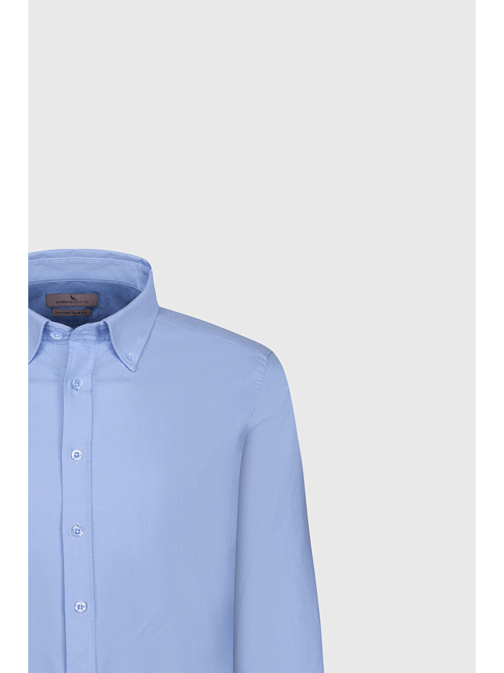 Erkek Açık Mavi Slim Fit Dar Kesim %100 Pamuk Düğmeli Yaka Oxford Gömlek-6