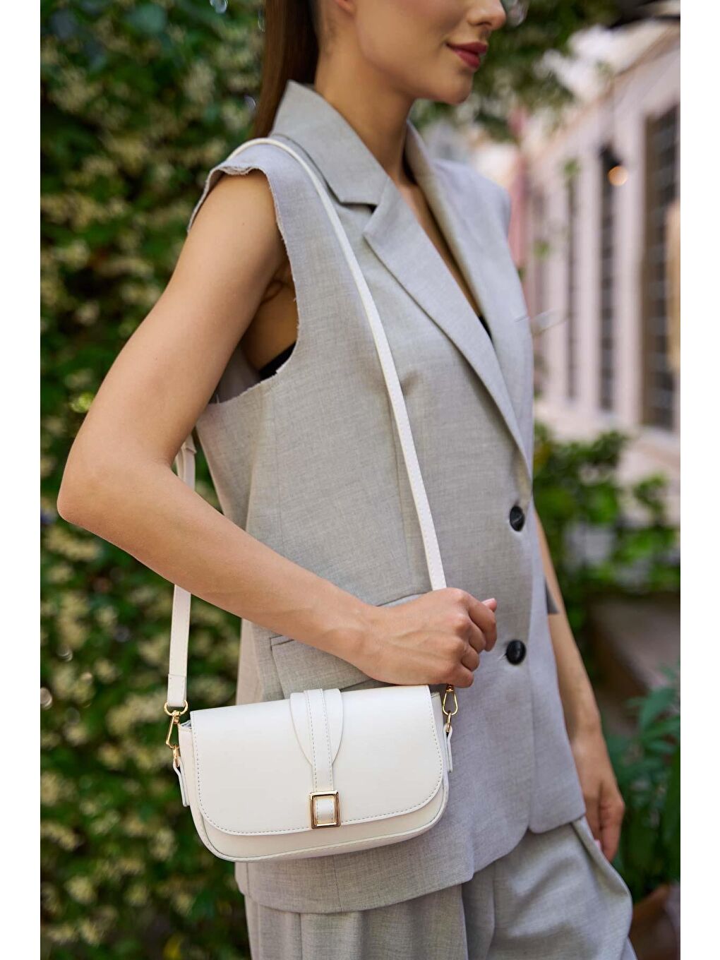 Alina Tokalı Çapraz Askılı Kadın Çanta - Beyaz-2