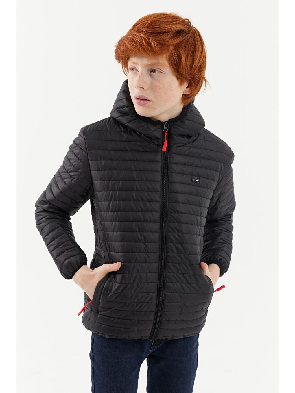 Siyah Erkek Çocuk  Polarlı Kapüşonlu Mont RMK-001-A-2