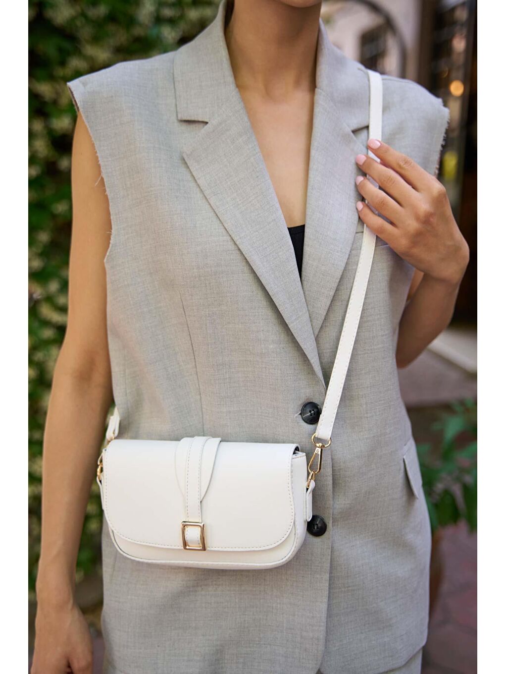 Alina Tokalı Çapraz Askılı Kadın Çanta - Beyaz-4