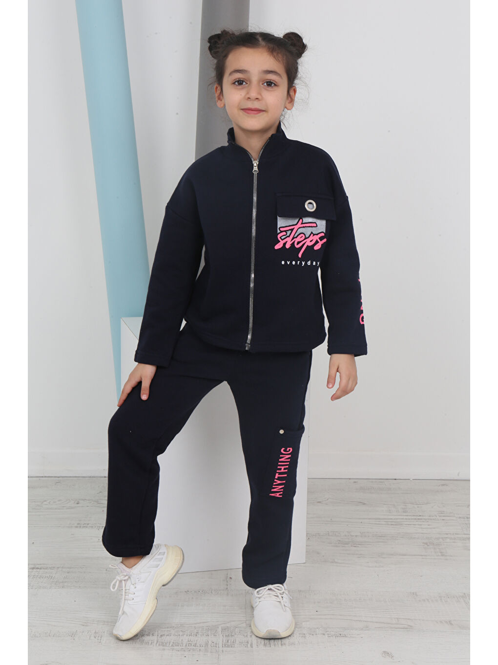 Lacivert Kız Çocuk Baskılı Eşofman Takımı-4