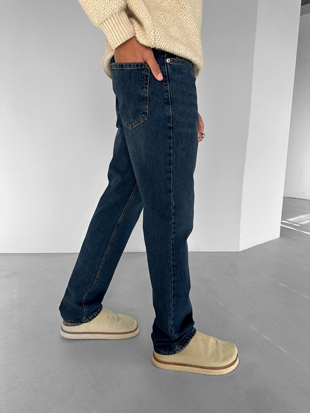 Erkek Baggy Fit Jean Pantolon Lacivert-1