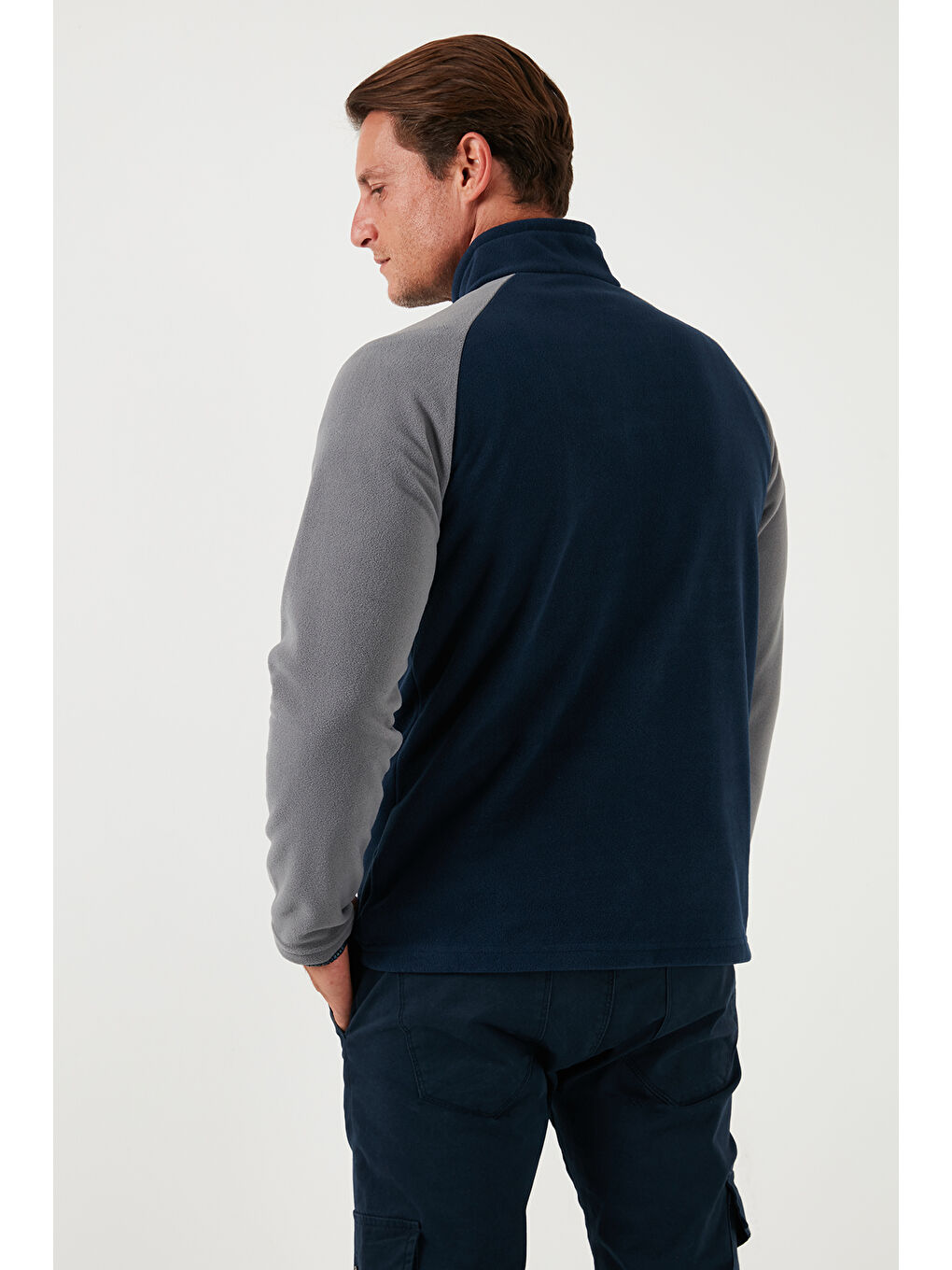 Lacivert Slim Fit Yarım Fermuarlı Kışlık Şardonlu Erkek Polar 5906055-6