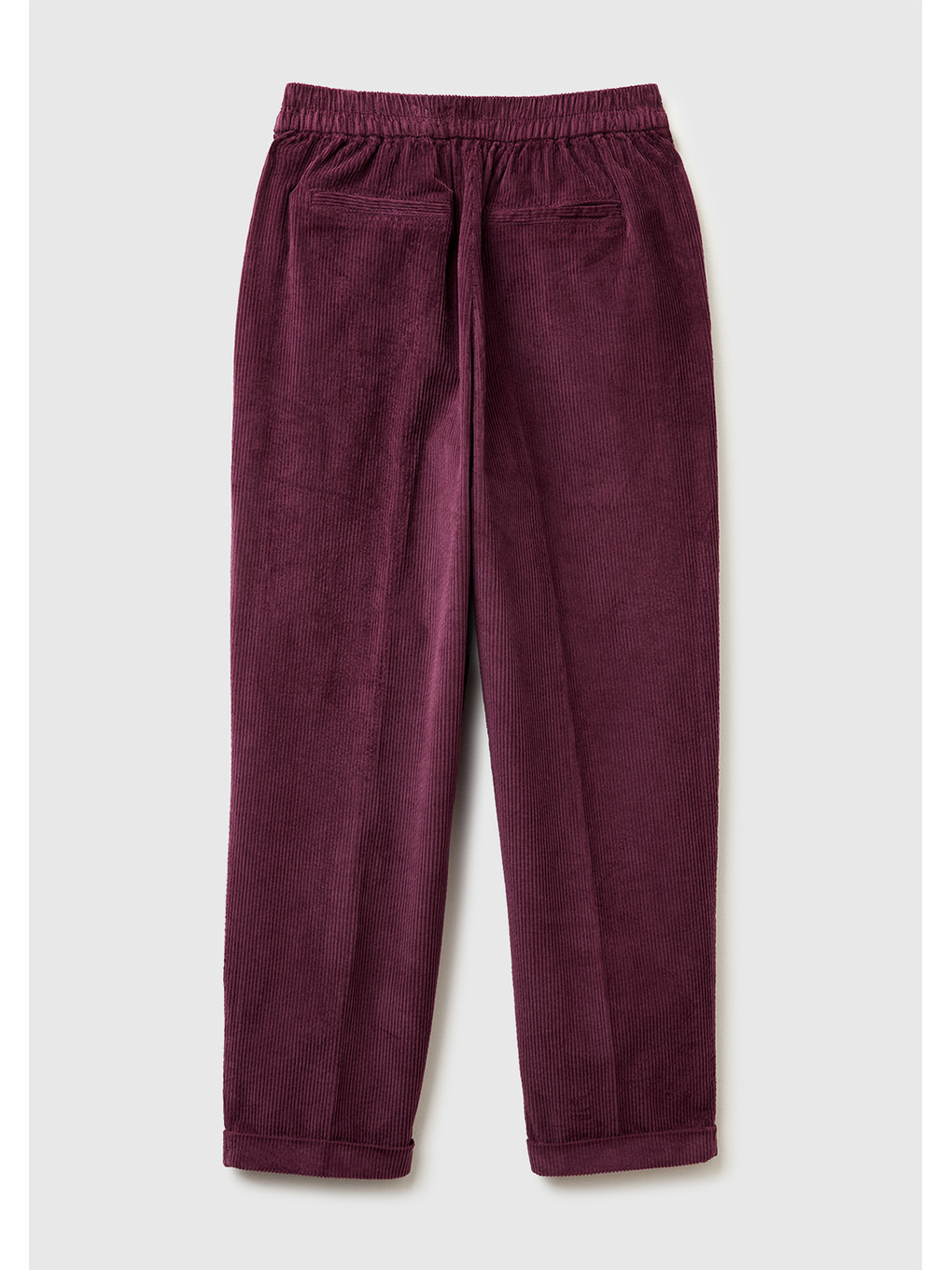 Kadın Mürdüm Beli Lastikli Kadife Pantolon-3