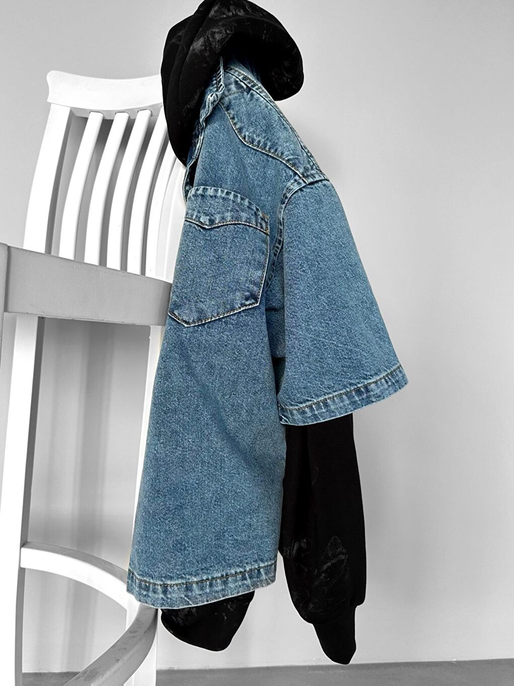 ablukaonline Mavi Erkek Oversize Dikiş Detaylı Jean Ceket Mavi - 3