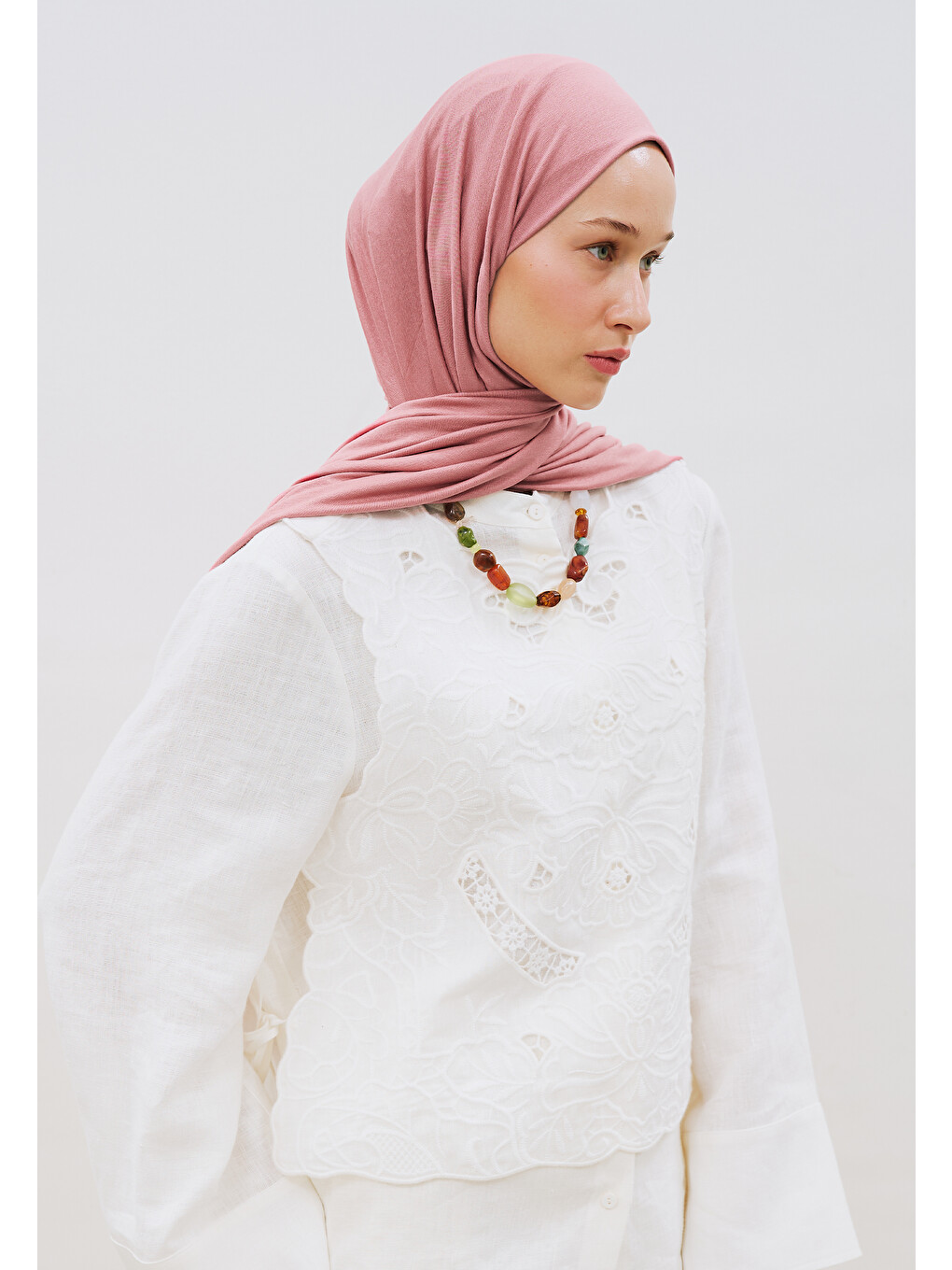 Pembe Penye Şal Gül Yaprağı-1