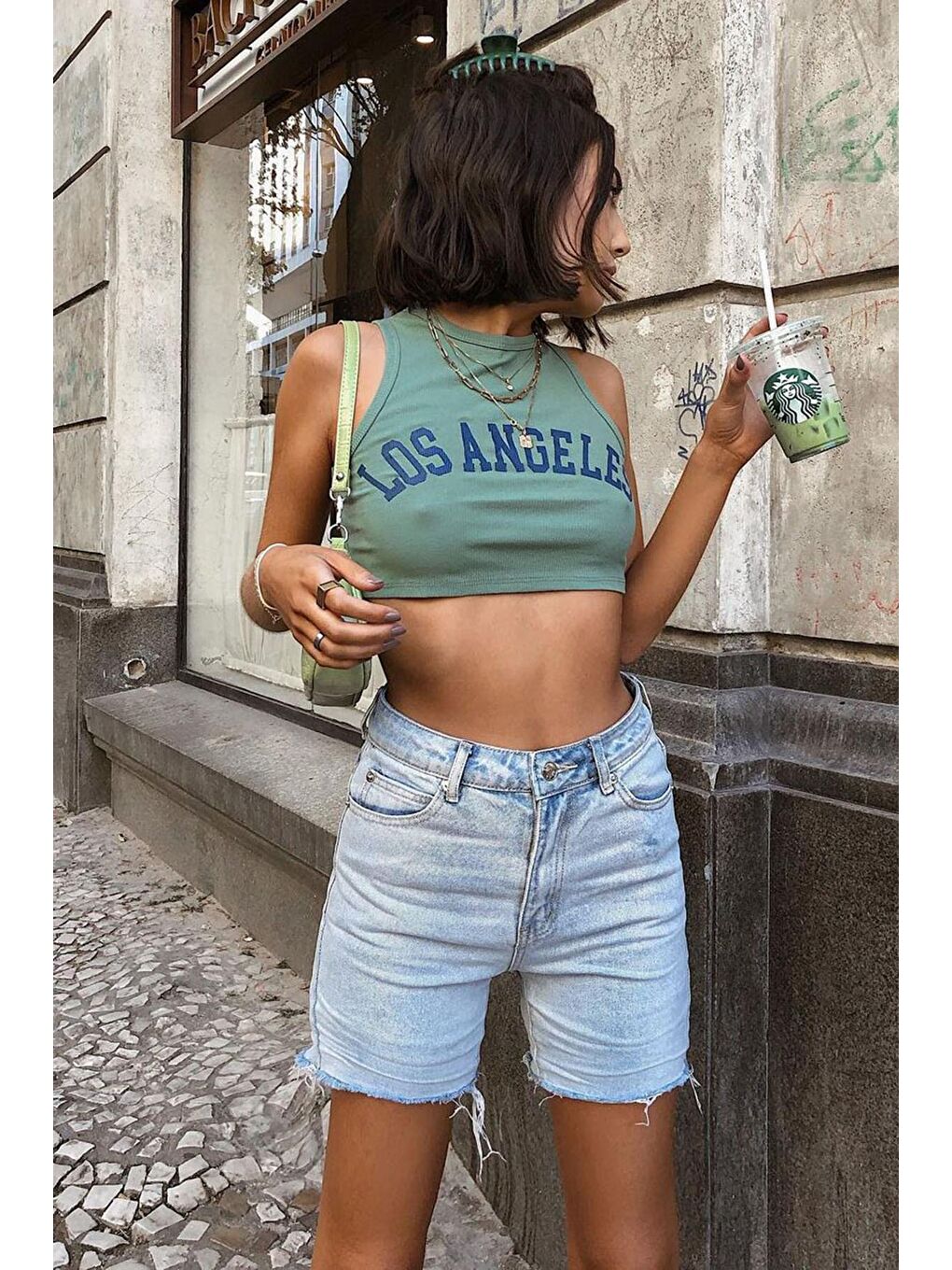 Mavi Yüksek Bel Basic Şort Mg1745