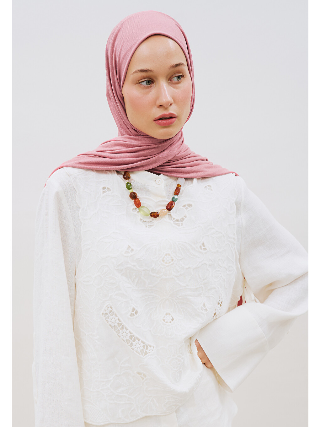 Pembe Penye Şal Gül Yaprağı-3