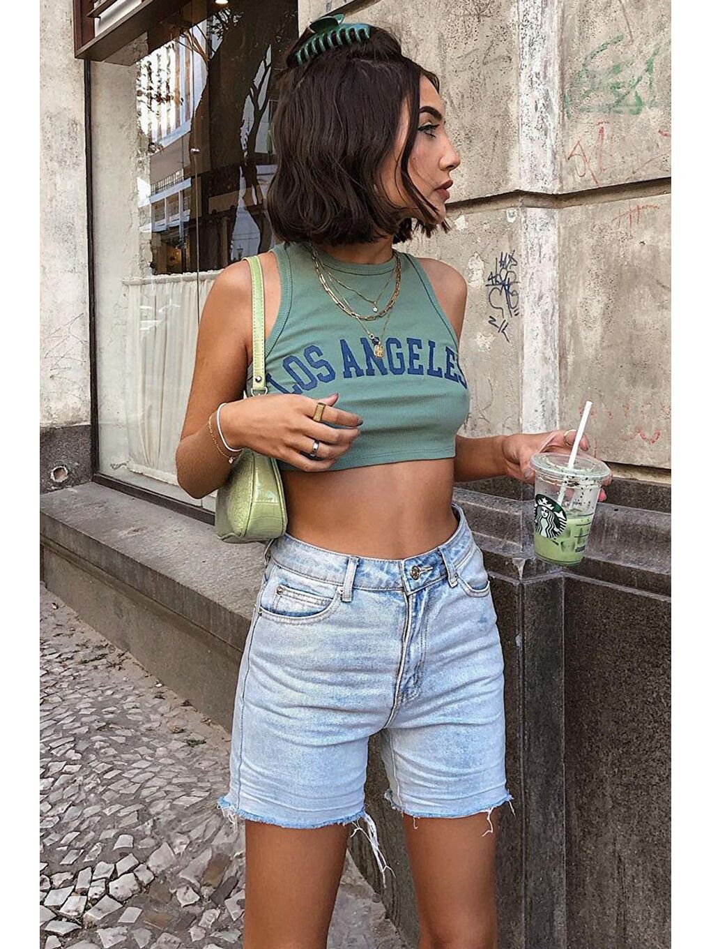 Mavi Yüksek Bel Basic Şort Mg1745-2