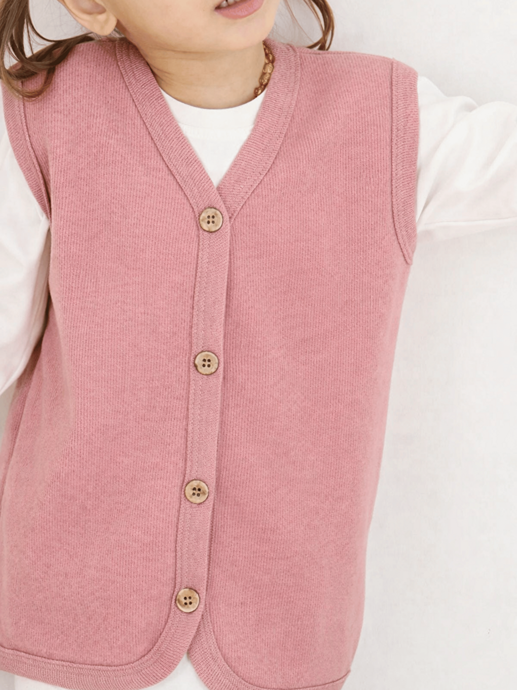 Pembe V Yaka Kız Bebek Yelek-2