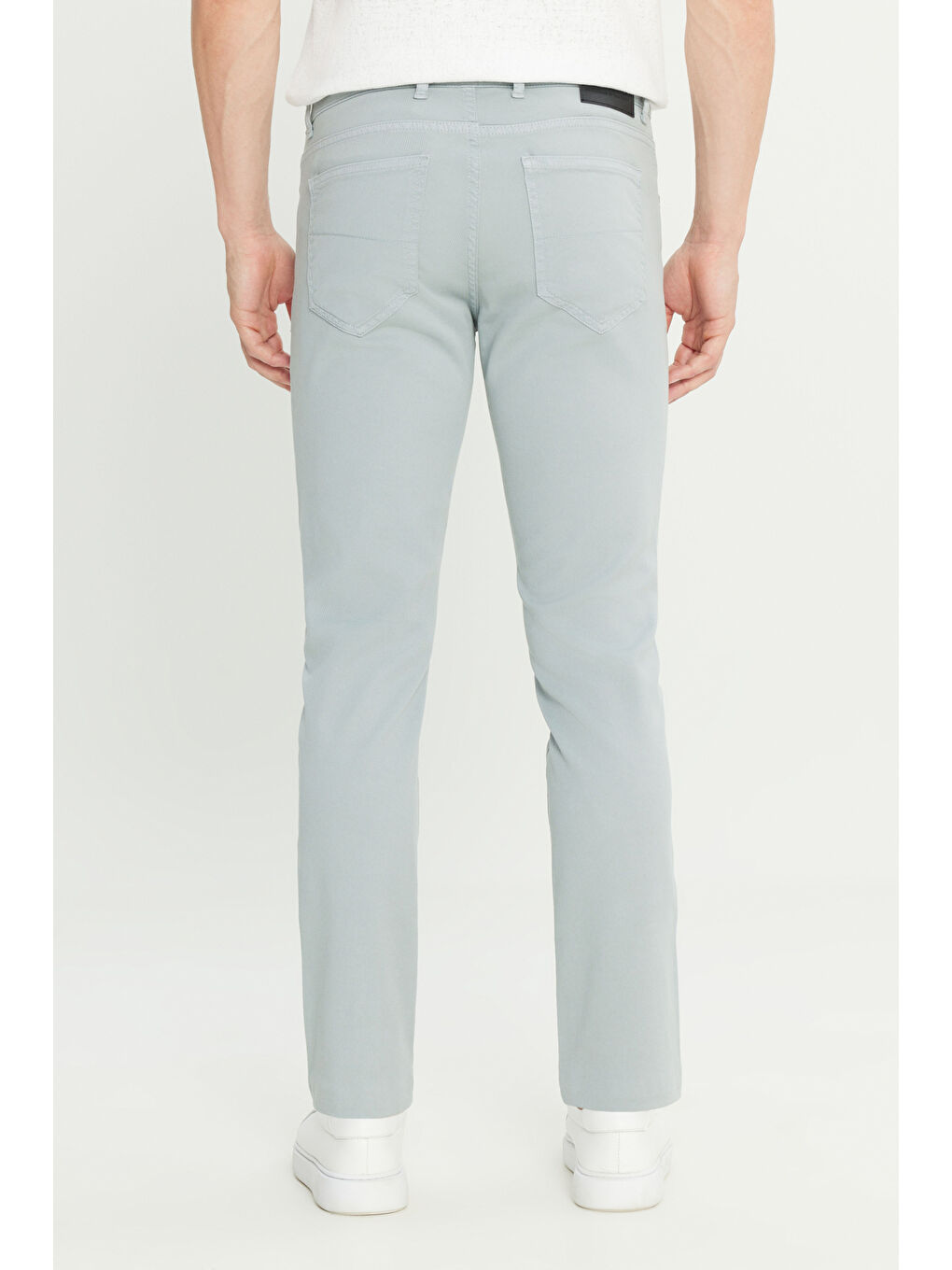 Erkek Mavi-Gri Pamuklu Slim Fit Dar Kesim Diagonal Desenli 5 Cep Casual Pantolon-5