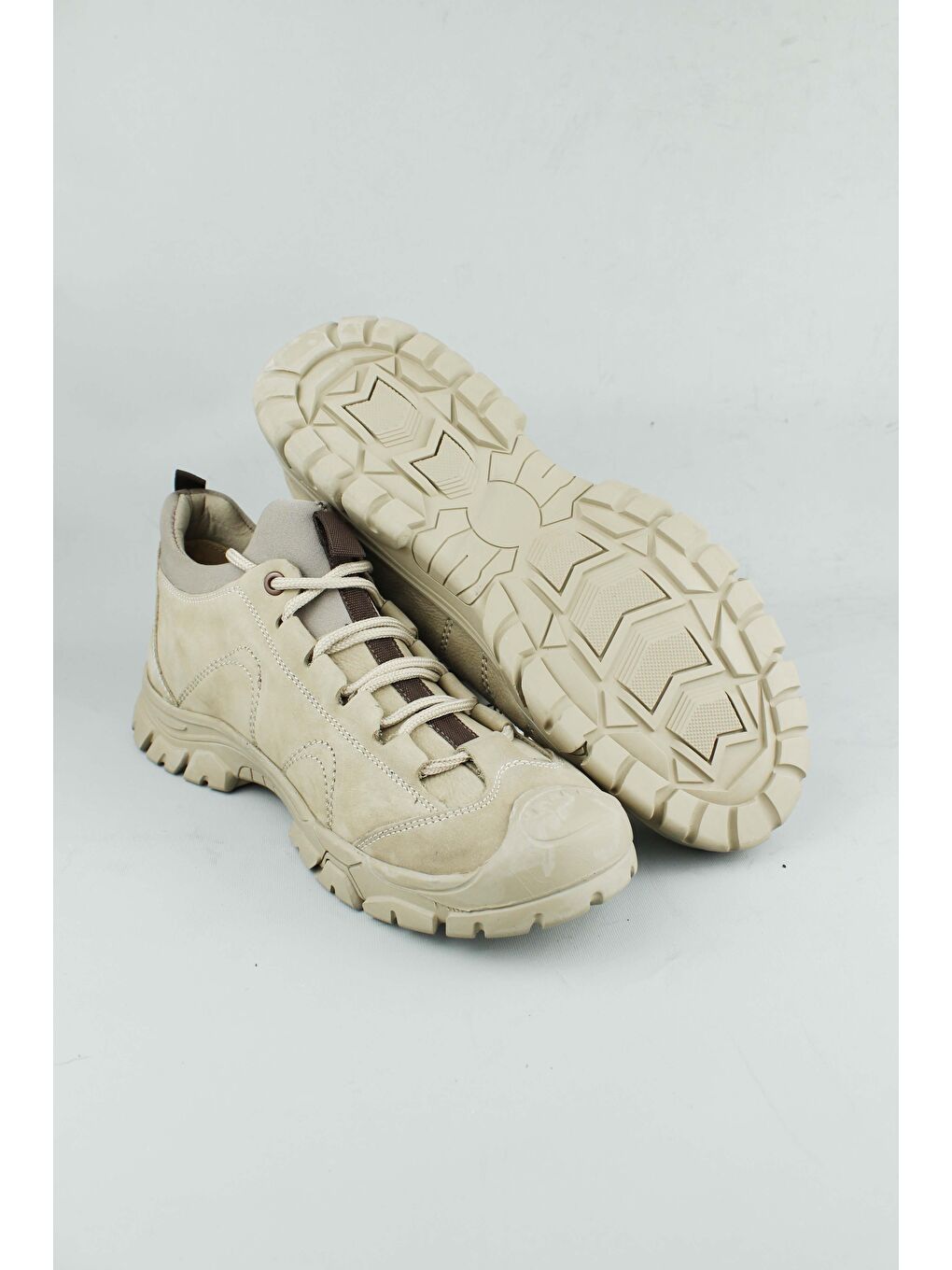 Bej Marion Erkek Hakiki Hakiki Nubuk Bağcıklı Deri Bot-4