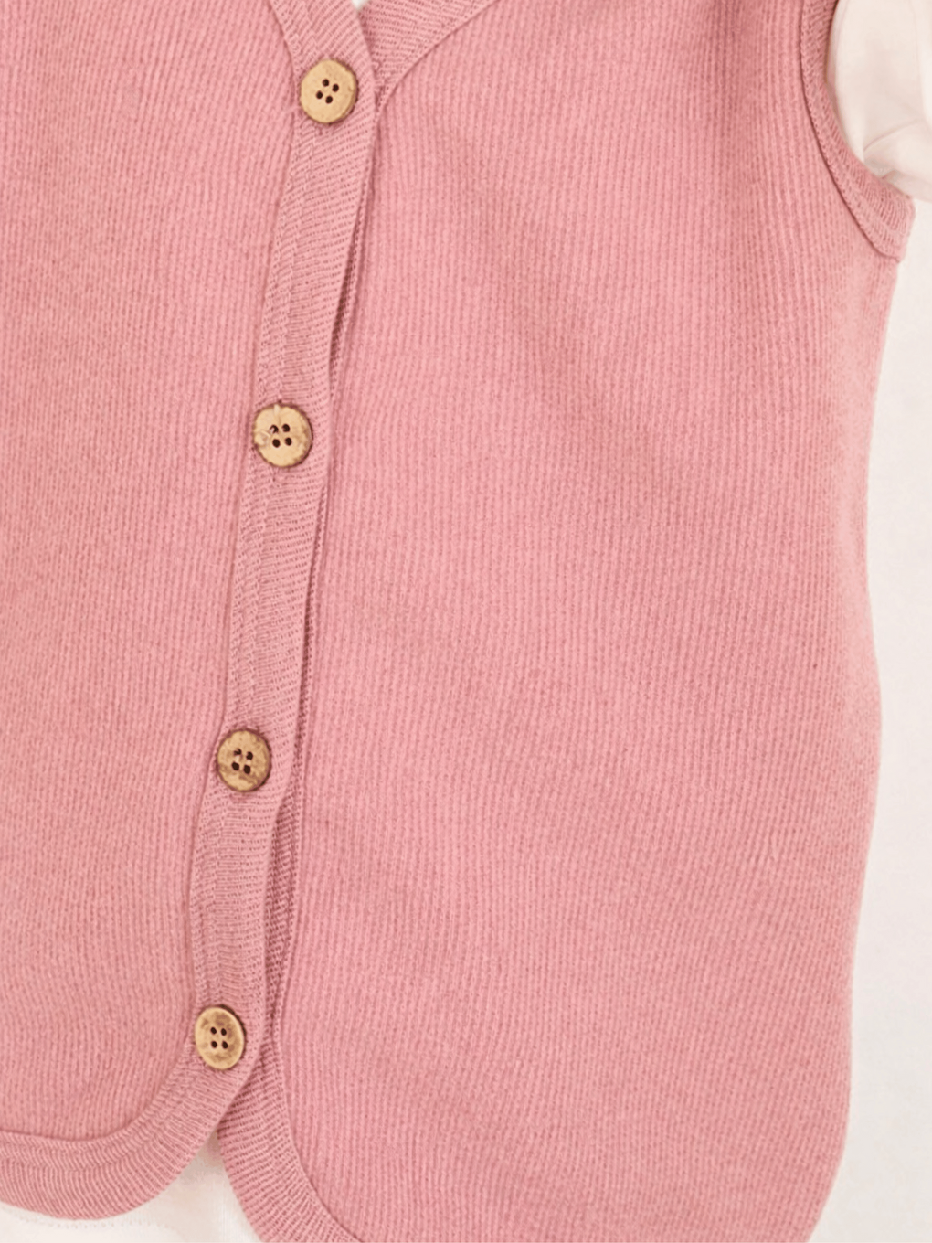 Pembe V Yaka Kız Bebek Yelek-3