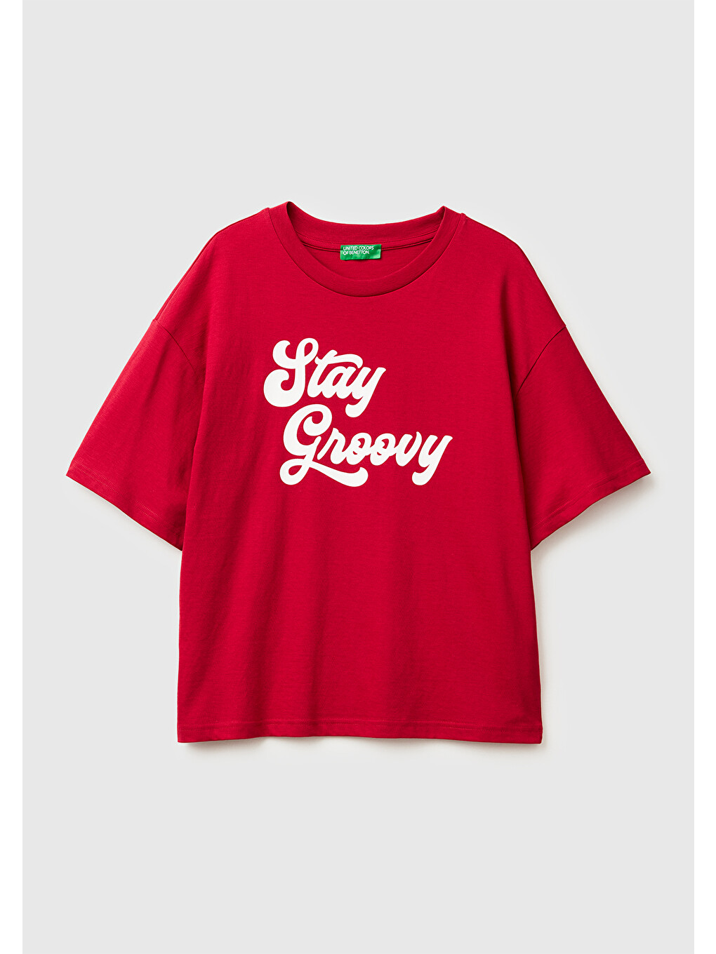 Kadın Fuşya %100 Pamuk Önü Yazı Baskılı Bisiklet Yaka T-shirt-1