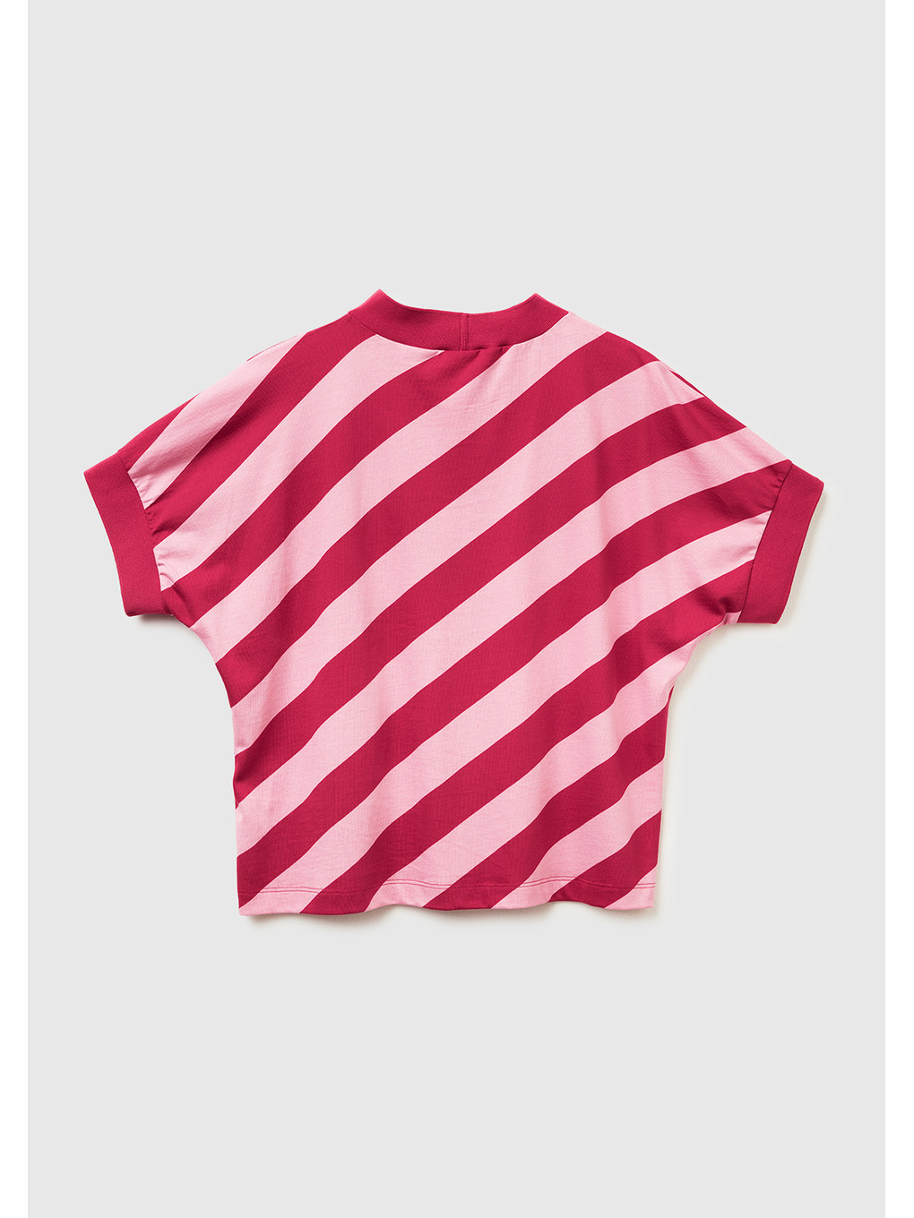 Kadın Fuşya %100 Pamuk Çift Renk Bloklu T-shirt-3