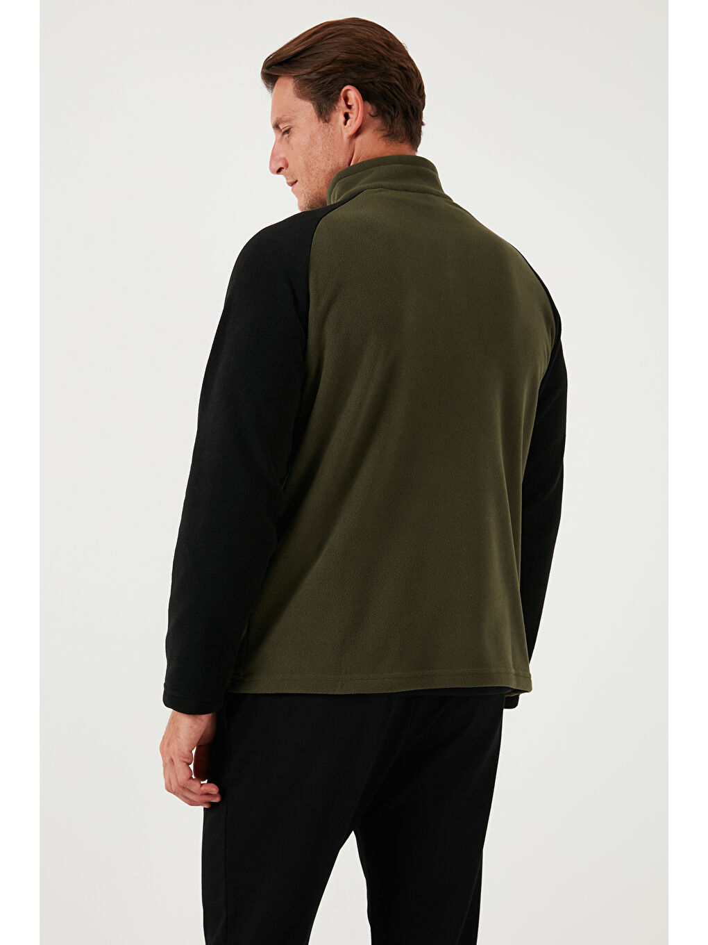 Haki Slim Fit Yarım Fermuarlı Kışlık Şardonlu Erkek Polar 5906055-5