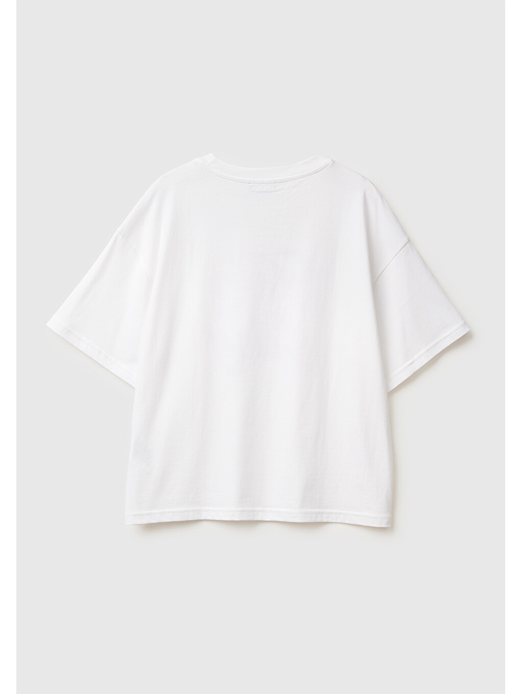 Kadın Beyaz-mavi Yazılı %100 Pamuk Önü Yazı Baskılı Bisiklet Yaka T-shirt-3