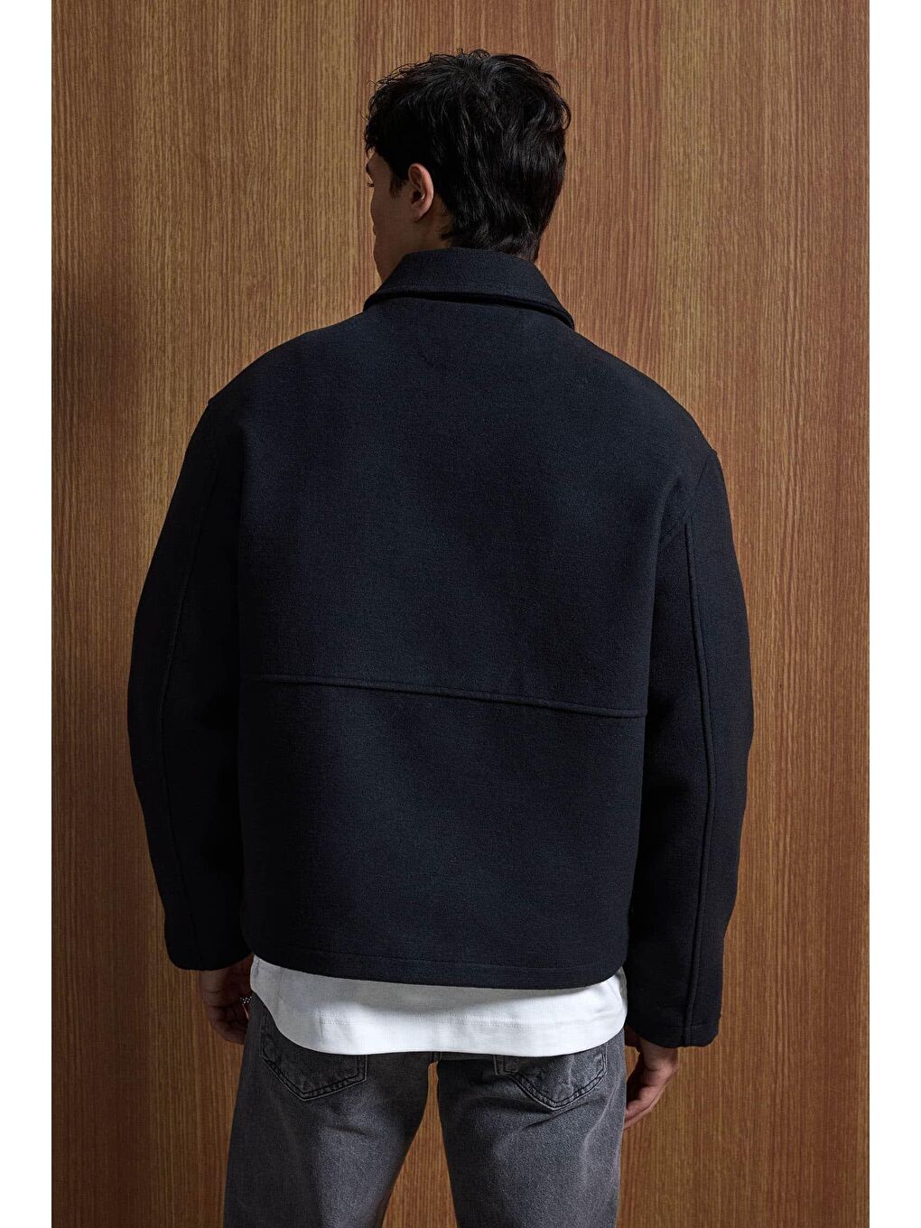 Erkek Relax Fit Premium Kaşe Mont Kaban Siyah-4