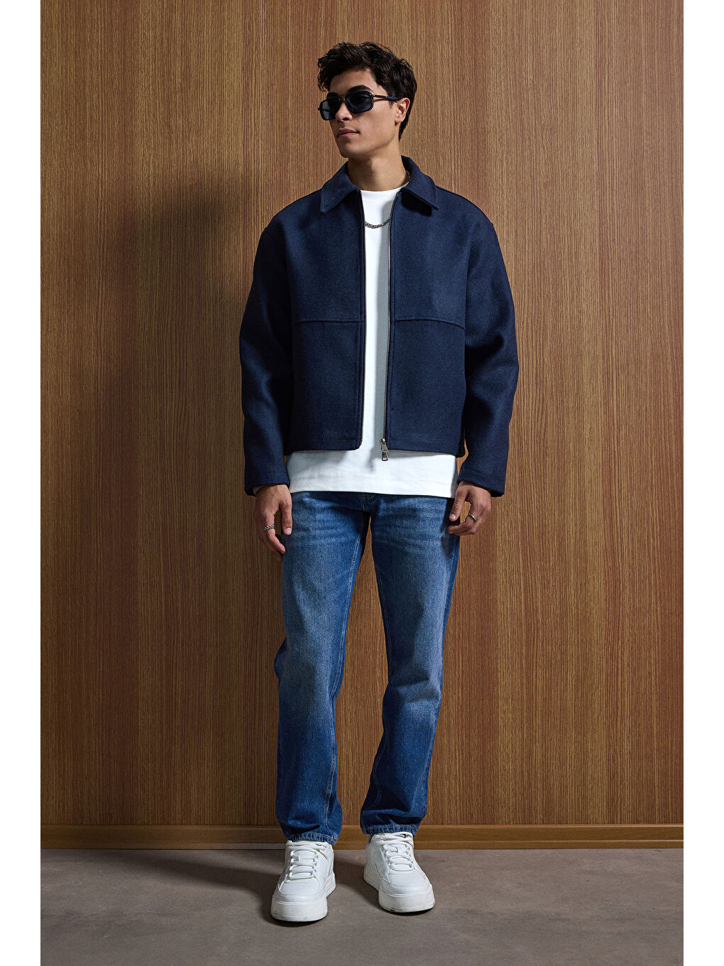 Erkek Relax Fit Premium Kaşe Mont Kaban Lacivert-4