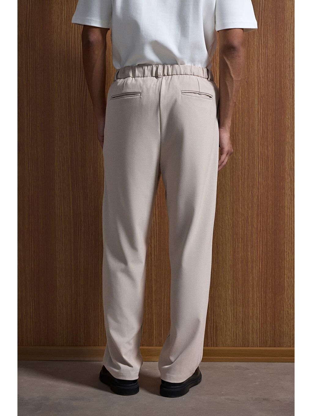 Erkek Oversize Rahat Kalıp Kruvaze Takım Elbise Bej-5