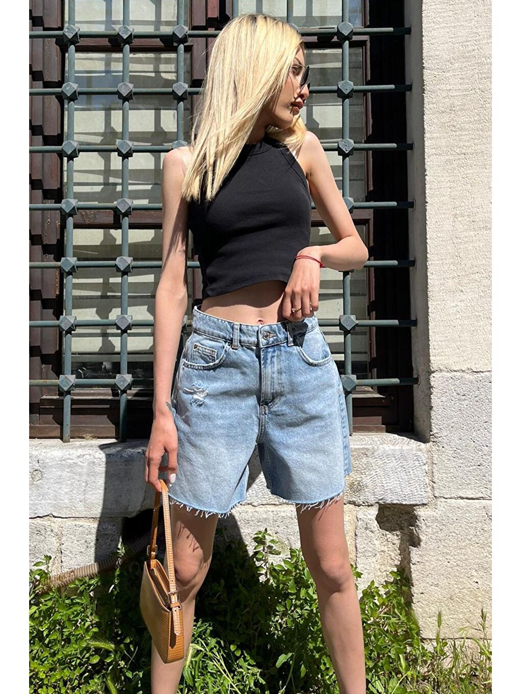 Mavi Yüksek Bel Regular Fit Basic Jean Şort Mg1520-4