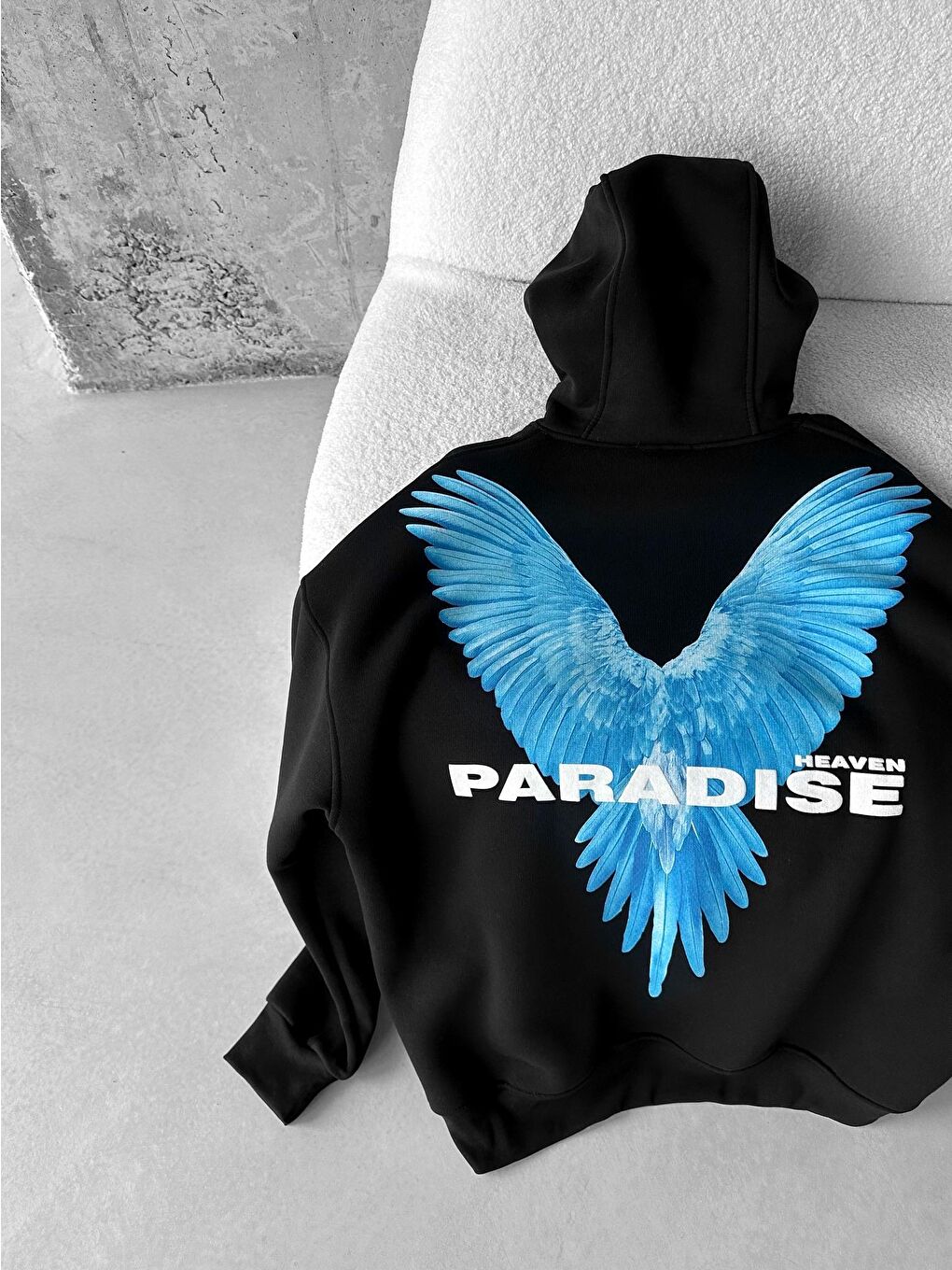 ablukaonline Siyah Erkek Oversize Paradise Baskılı Hoodie Siyah - 4