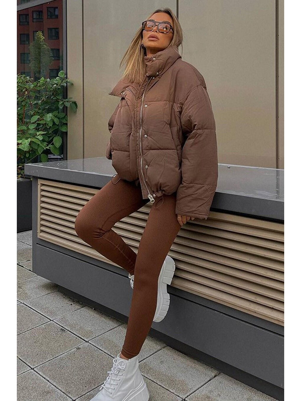 Kahverengi Oversize Basic Mont Mg1549-1