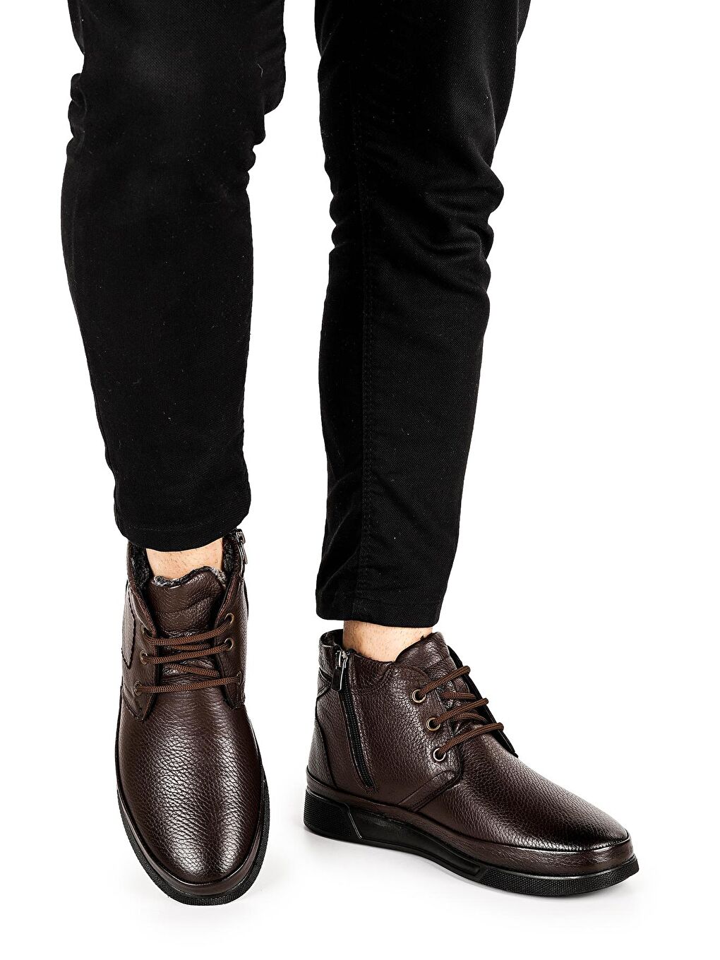 Kahverengi Deri İçi Kürklü Erkek Bot Ayakkabı 416055-1