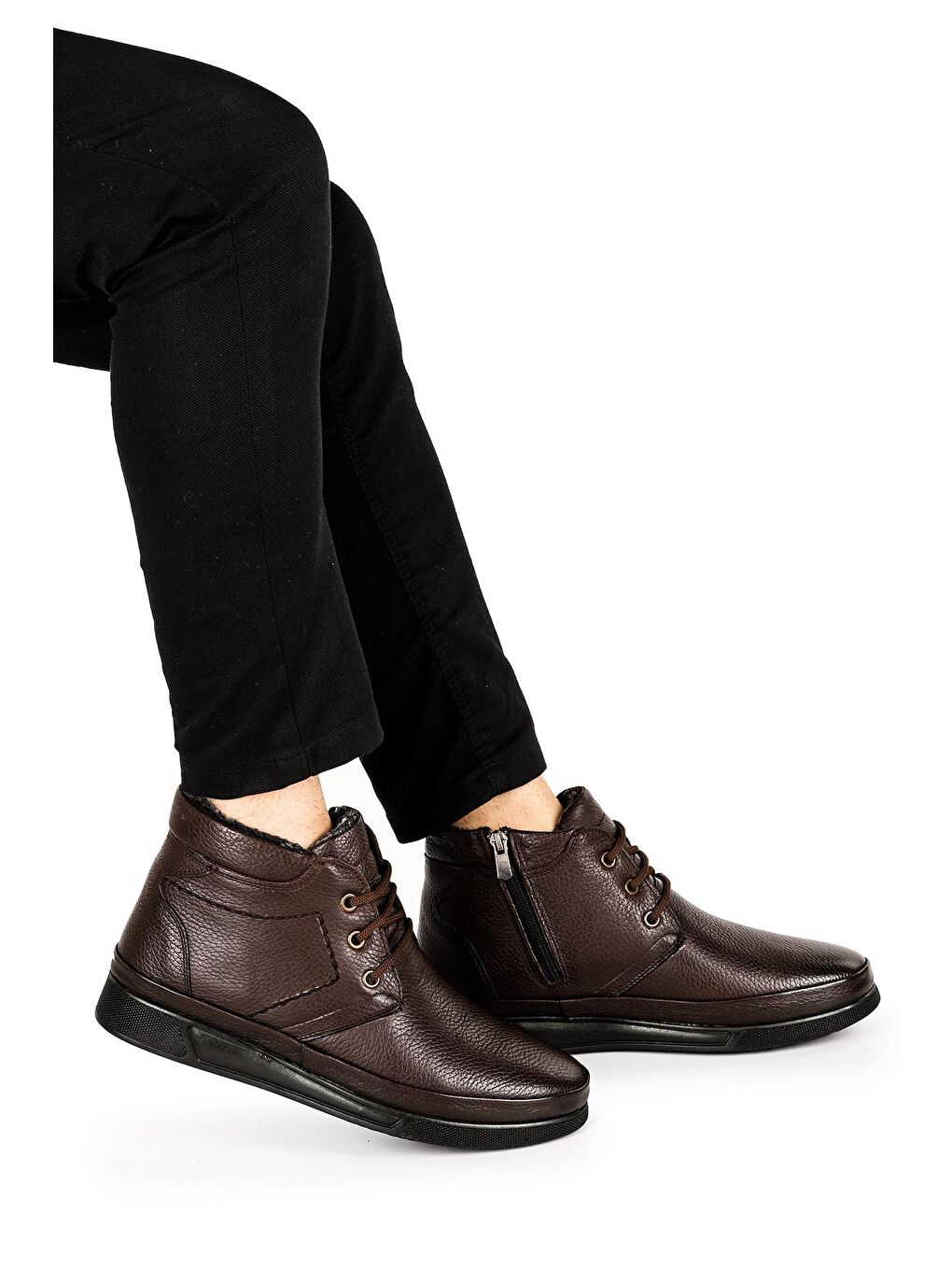 Kahverengi Deri İçi Kürklü Erkek Bot Ayakkabı 416055-2