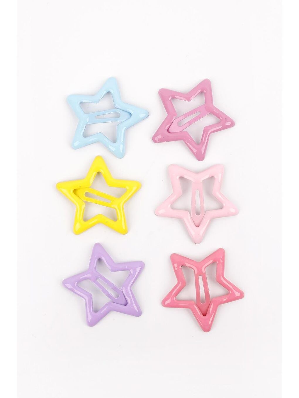 Karışık Çok Renkli  Pastel Tonları 6'lı Yıldız Kız Çocuk Toka Set-1