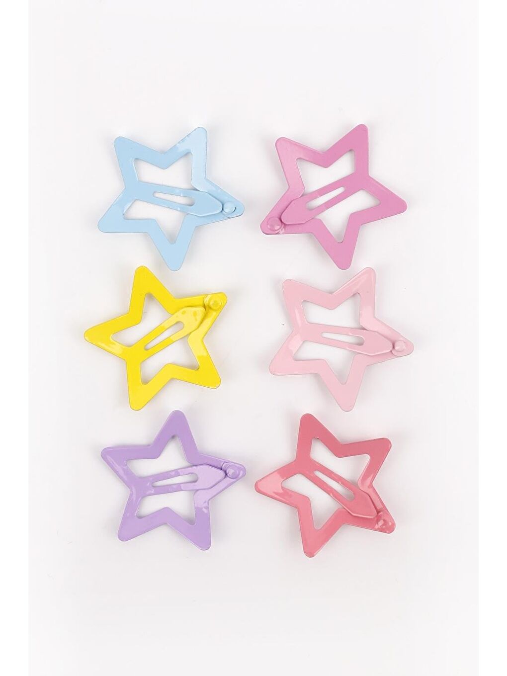 Karışık Çok Renkli  Pastel Tonları 6'lı Yıldız Kız Çocuk Toka Set-2