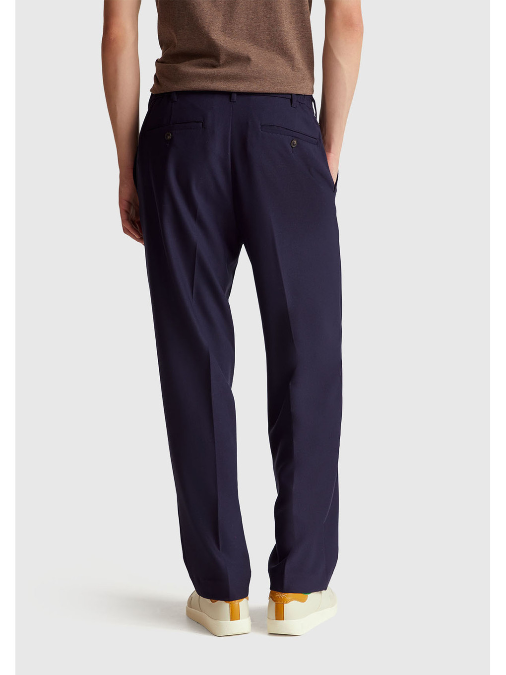 Erkek Lacivert Viskoz Karışımlı Beli İpli Regular Fit Chino Pantolon-2
