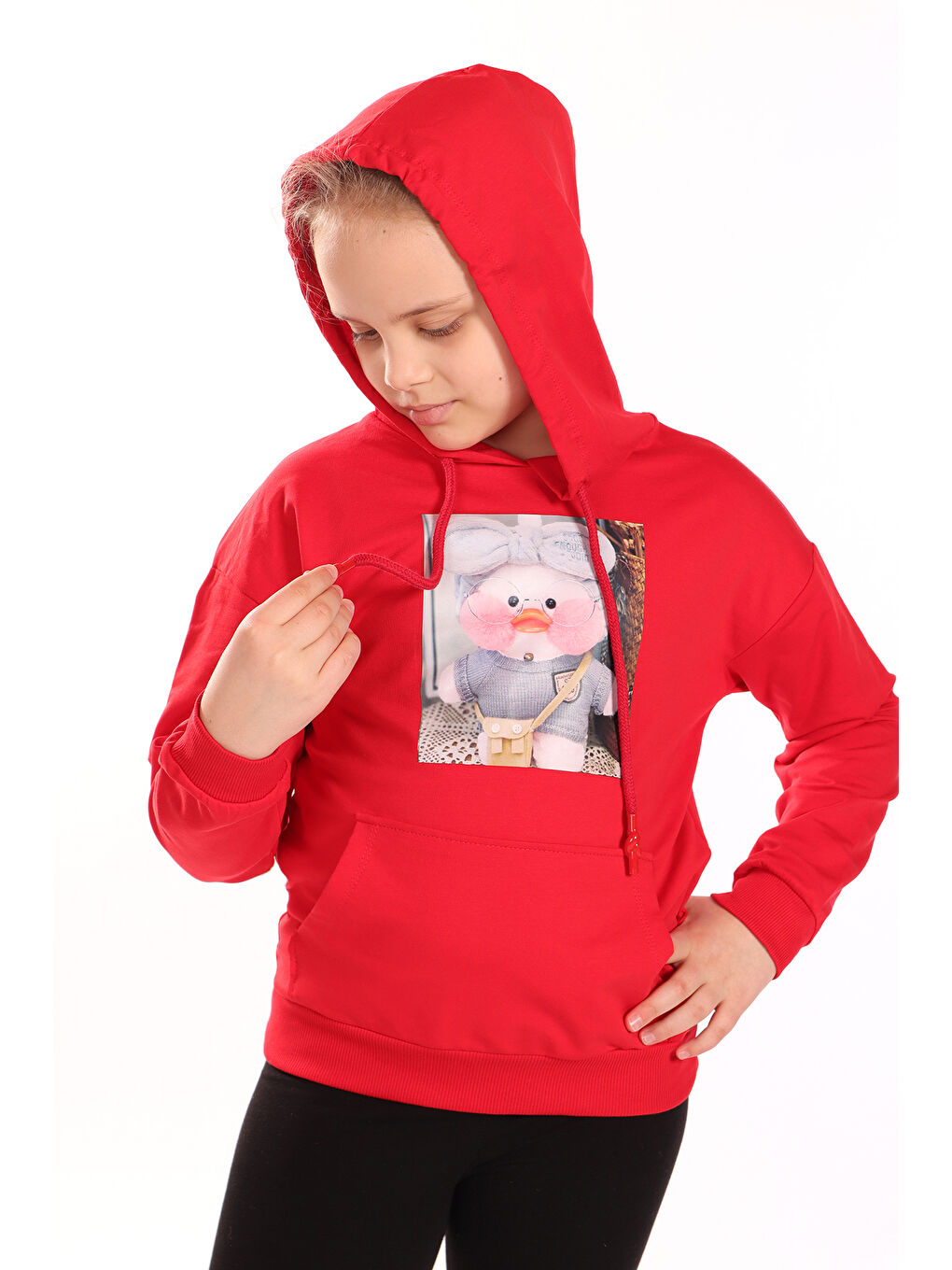 Kırmızı Kız Çocuk Baskılı Sweatshirt-2