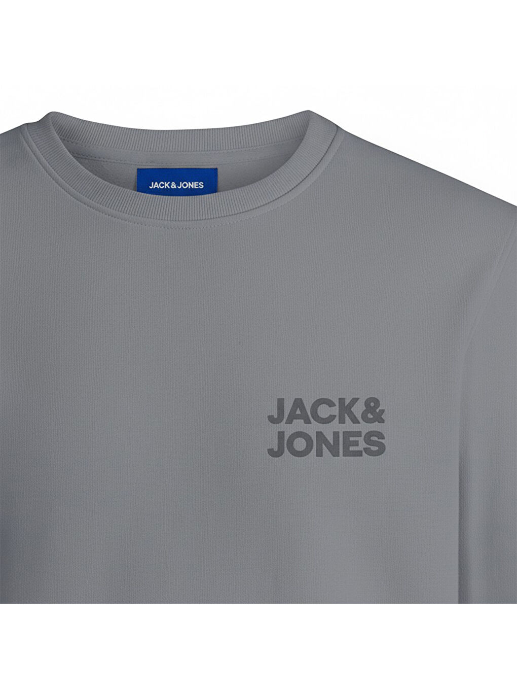 Logo Erkek Gri Yuvarlak Yaka Sweatshirt-1