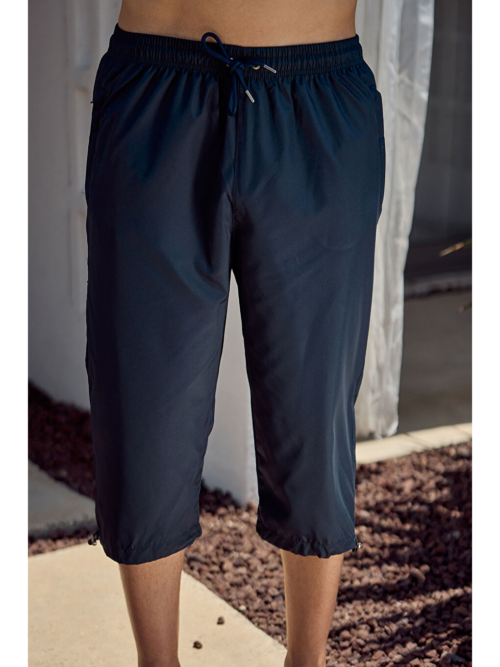 Erkek Havuz Deniz Uzun Kapri Şort Mayo RKS-01 Lacivert-3