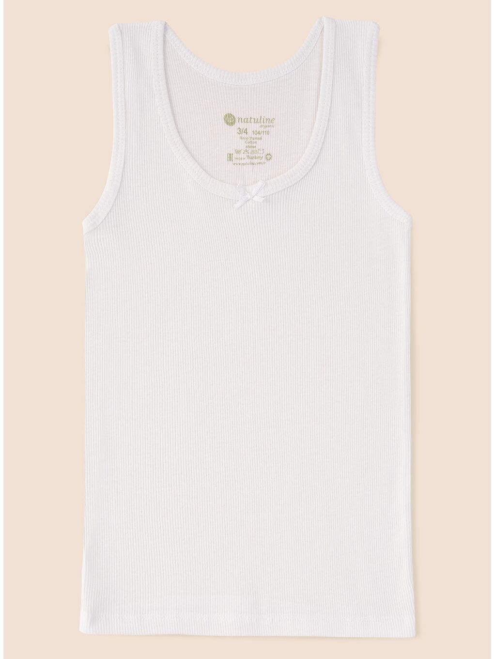 Beyaz Kız Çocuk Organik Pamuklu Kaşkorse Atlet 3'lü Paket-1