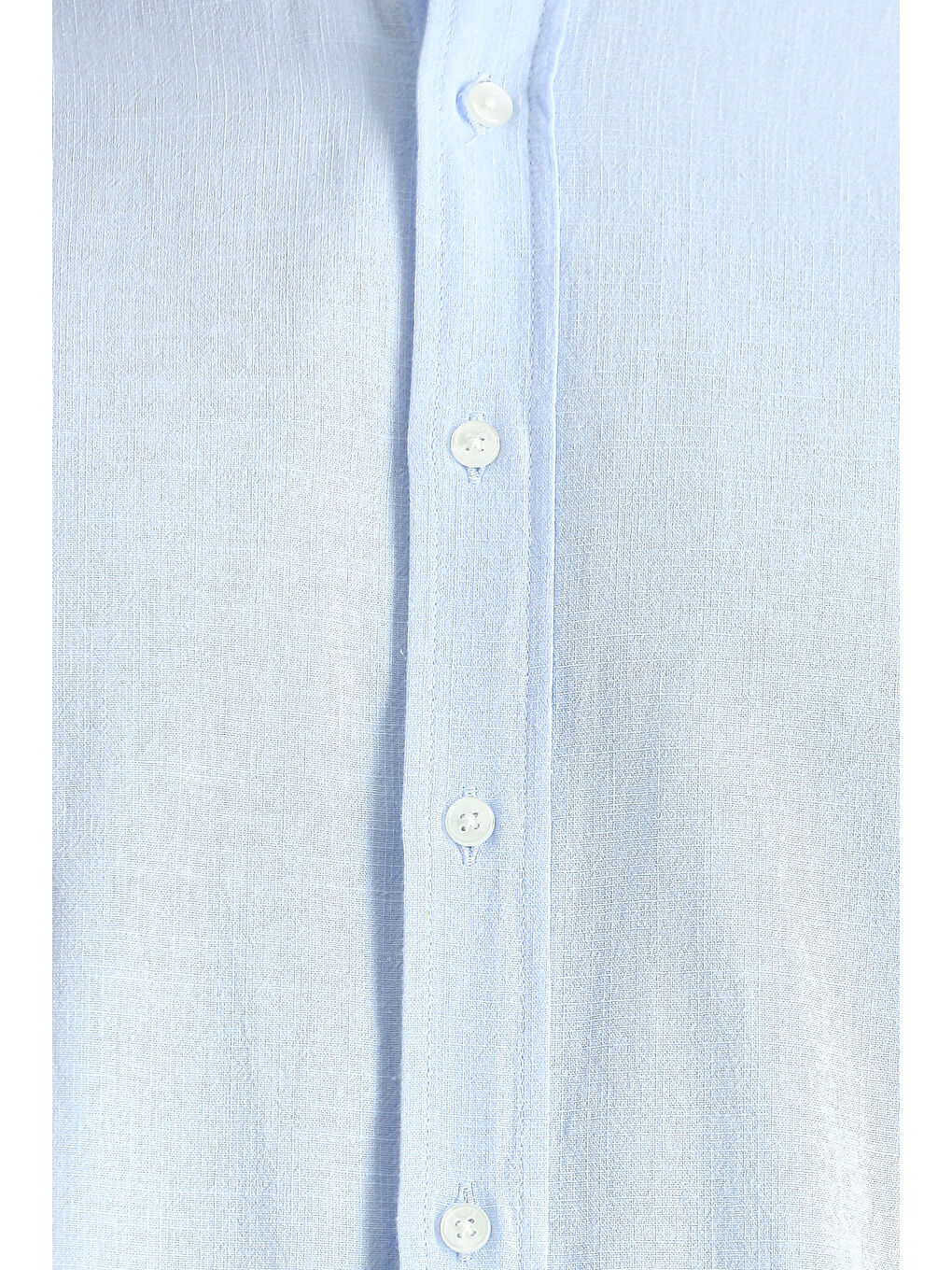 Mavi Uzun Kol Relax Fit Rahat Kesim Keten Görünümlü Pamuk Düğmeli Yaka %100 Pamuk Gömlek-5