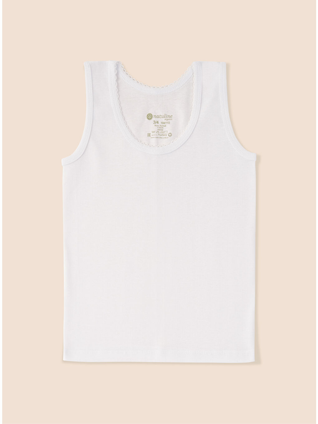 Beyaz Kız Çocuk Organik Pamuk Ribana Kroşatalı Atlet 3 ' lü Paket-2