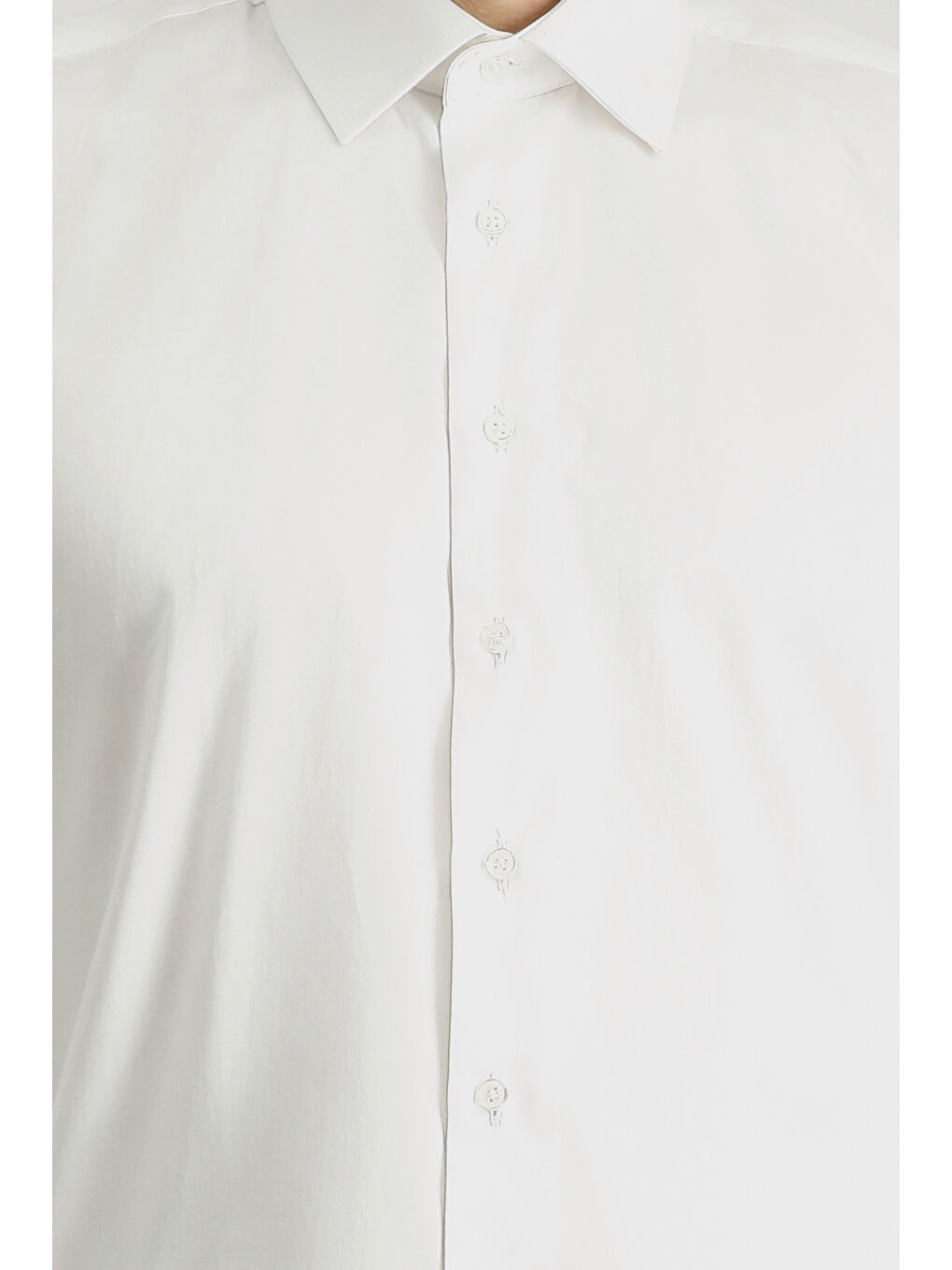 Beyaz Uzun Kol Slim Fit Dar Kesim Klasik Pamuk %100 Pamuk Gömlek-4