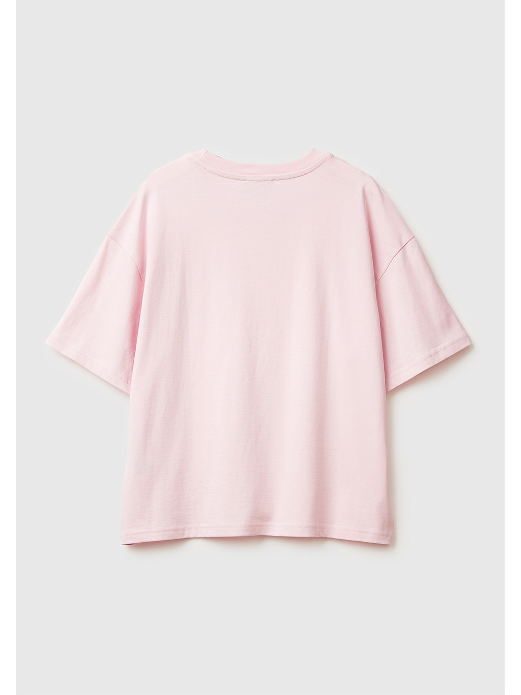 Kadın Açık Pembe %100 Pamuk Önü Yazı Baskılı Bisiklet Yaka T-shirt-3