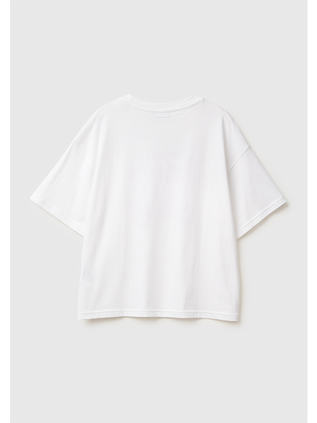 Kadın Beyaz-pembe Yazılı %100 Pamuk Önü Yazı Baskılı Bisiklet Yaka T-shirt-3