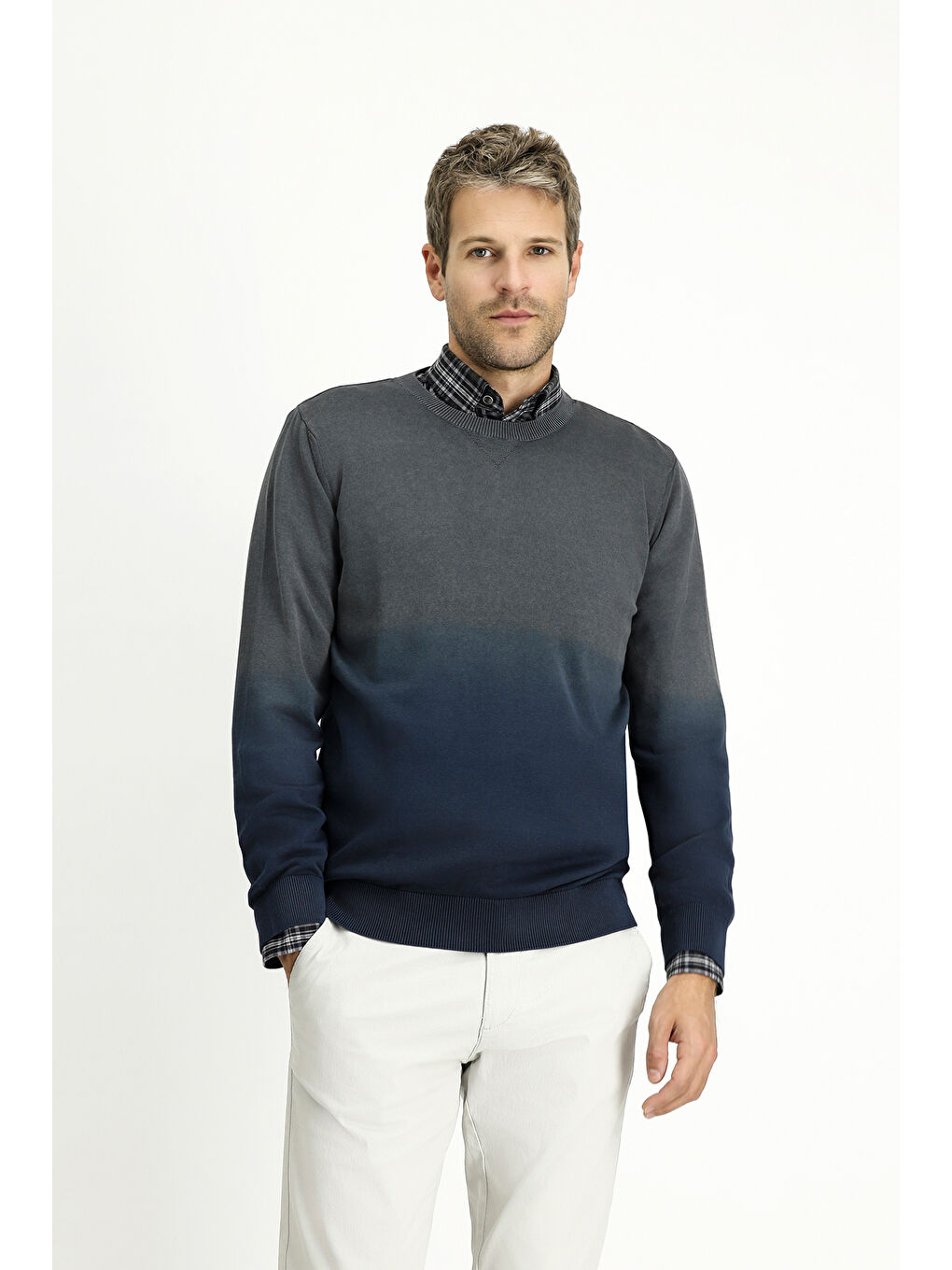 Mavi Bisiklet Yaka Regular Fit Desenli Pamuk Triko Kazak-3